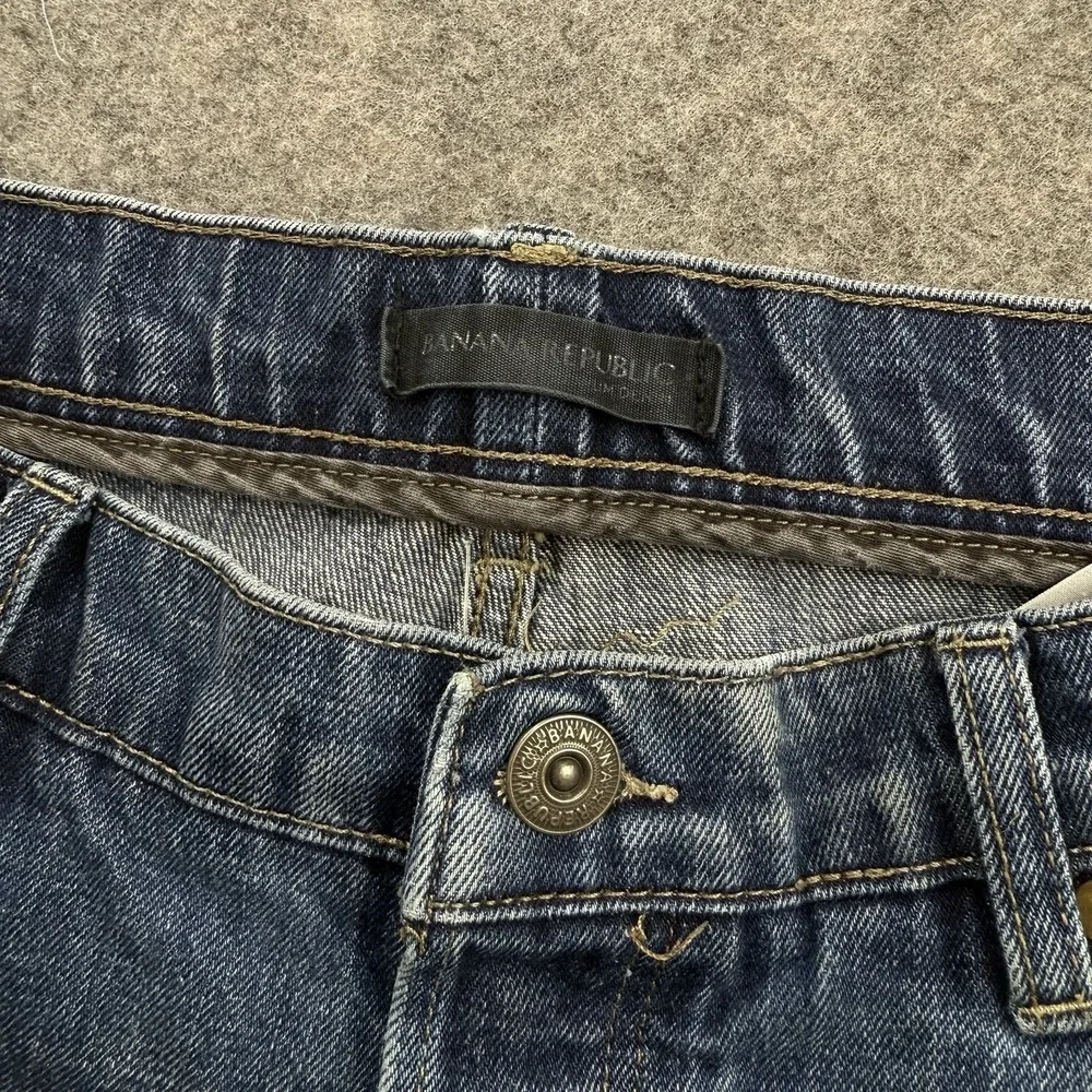 Banana Republic Selvedge Jeans Mens 38x32 Skinny Indigo Blue Denim Distressed
